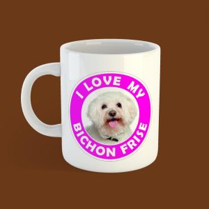 Bichon pink körben bögre